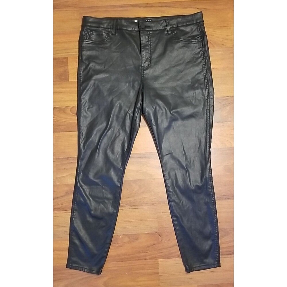 KUT FROM THE KLOTH Donna Black Faux Leather Fab Ab Ankle Skinny Pants Sz 18  T25